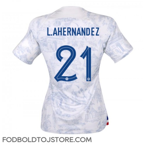 Frankrig Lucas Hernandez #21 Udebanetrøje Dame VM 2022 Kortærmet